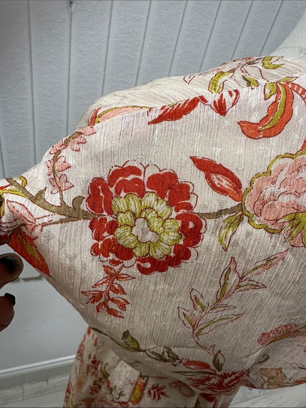 Mango Floral V-Neck Maxi Dress in Blush, Coral and Olive - Picture 7 of 12